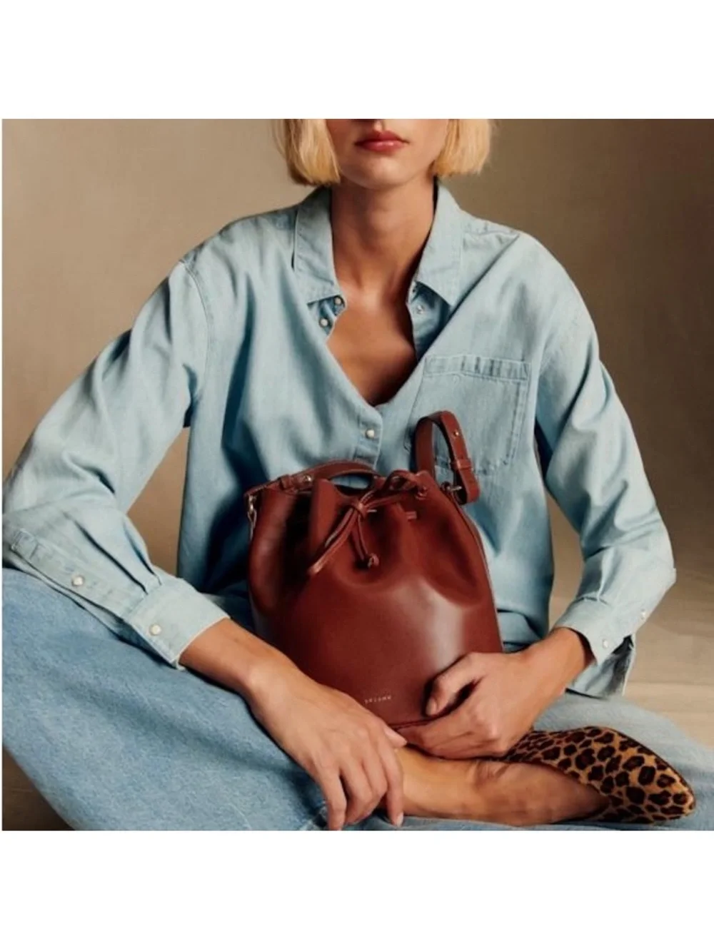 Nwt Sezane Farrow in Natural leather